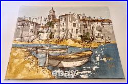 Bernard Dufour (1922-2016) HST de la série Port de St Tropez 46 x 37,5 70
