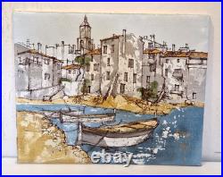 Bernard Dufour (1922-2016) HST de la série Port de St Tropez 46 x 37,5 70