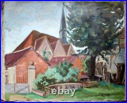Boris Wladimir BUCHET(1917-1999) Le clocher du village- H. S. T. Post cubisme