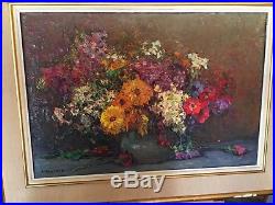 Bouquet de fleur huile sur toile de Louis BONAMICI 1878-1966