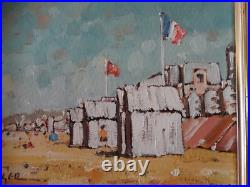 CABINES A VILLIERS SUR MER, signé Philippe EUGER 1967. ECOLE FRANCAISE