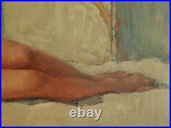 CESAR VILOT (XIX -XX) Jeune Femme Endormie HST 40 x 80 cm. Parfait Etat
