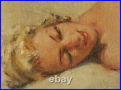CESAR VILOT (XIX -XX) Jeune Femme Endormie HST 40 x 80 cm. Parfait Etat