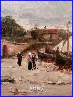 C. 1900+malfroy Charles Ou Henry+superbe Vue Sur Mer Au Crepuscule+scène Animée+