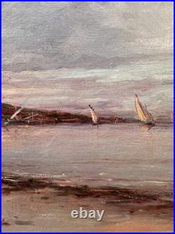 C. 1900+malfroy Charles Ou Henry+superbe Vue Sur Mer Au Crepuscule+scène Animée+