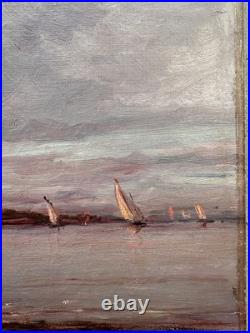 C. 1900+malfroy Charles Ou Henry+superbe Vue Sur Mer Au Crepuscule+scène Animée+