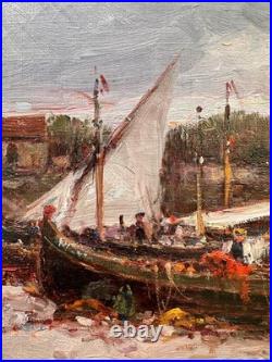 C. 1900+malfroy Charles Ou Henry+superbe Vue Sur Mer Au Crepuscule+scène Animée+