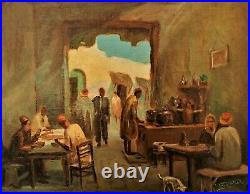 Café oriental. Signé M. SERGE. Huile / toile 27 x 35 cm Cadre 47 x 55 cm XXè