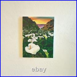 Calla, ORIGINAL Peinture acrylique sur toile, Champ de fleurs blanches