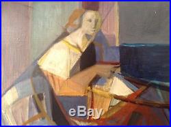 Camille HILAIRE (1916 2004) Cubisme Remailleuse de filets Huile Toile signée