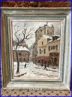 Charles MANGIN Vue de Paris Montmartre sous la Neige vers 1930 hst 46x55 cm