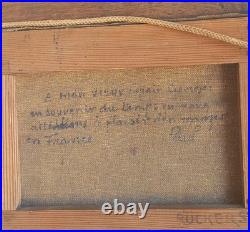 Charmante peinture souvenir cerises et panier sur toile signée datée mars 1916