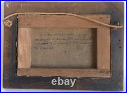 Charmante peinture souvenir cerises et panier sur toile signée datée mars 1916