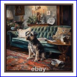 Chic Belle Époque Tableau original acrylique sur toile 40x40 cm Le Chien