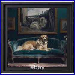 Chic Belle Époque Tableau original acrylique sur toile 40x40 cm Le Chien