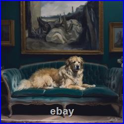 Chic Belle Époque Tableau original acrylique sur toile 40x40 cm Le Chien