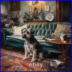 Chic Belle Époque Tableau original acrylique sur toile 40x40 cm Le Chien