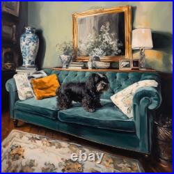 Chic Belle Époque Tableau original acrylique sur toile 40x40 cm Le Chien