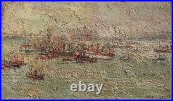 Ciry Michel huile sur toile signée 1958 port de Rotterdam Varengeville sur mer