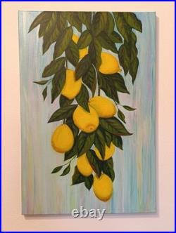 Citronnier. Cadre acrylique unique sur toile peinte à la main 60 x 40 cm Citronnier. Cadre acrylique unique sur toile peinte à la main 60 x 40 cm