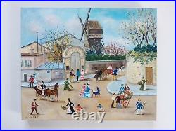 Claude TABET (1924-1979) PARIS le moulin de la Galette Tableau Huile sur toile