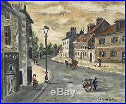Claude Tabet huile sur toile signée art naïf misérabilisme Paris Le bourg