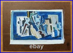 Composition Abstraite Cubiste Les Personnages Huile Sur Toile Vers 1950-60