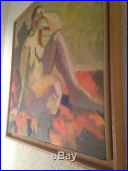 DELCOURT XXe Tableau Cubiste Femme Nue Huile sur toile Signée