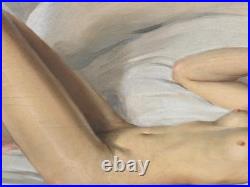 Daniel SABATER Y SALABERT. Nu féminin allongé. Peinture huile sur toile signée