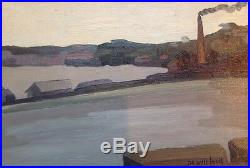 Denyse LOUIS 1913-1985. Bord de mer à la cheminée. HST. 24x37. SBD. Circa 1960