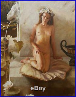 Dmitri Kalujni, Signée Original Classique Huile Peinture sur Toile de un Nymphe