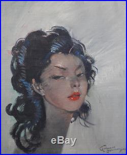 Domergue Jean-Gabriel (1889-1962) Portrait d'une élégante Huile sur toile v16