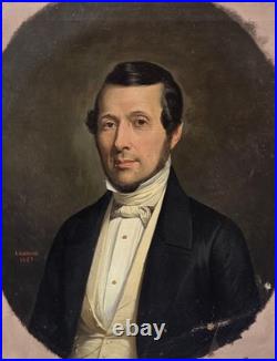 E. ROUMENS, XIXe siècle Portrait d'homme. Peinture huile sur toile signée