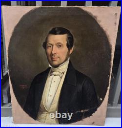 E. ROUMENS, XIXe siècle Portrait d'homme. Peinture huile sur toile signée