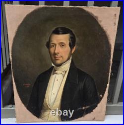 E. ROUMENS, XIXe siècle Portrait d'homme. Peinture huile sur toile signée