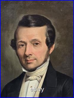 E. ROUMENS, XIXe siècle Portrait d'homme. Peinture huile sur toile signée