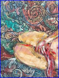 E. Scholar, Peinture Nu Huile Sur Toile Avec Le Cadre 94-75cm