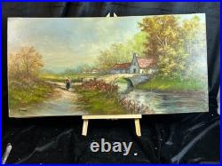 Ecole expressionniste XXè Huile sur toile R Tangui Paysage rivière 1930