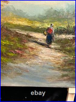 Ecole expressionniste XXè Huile sur toile R Tangui Paysage rivière 1930