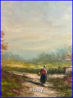 Ecole expressionniste XXè Huile sur toile R Tangui Paysage rivière 1930