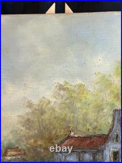 Ecole expressionniste XXè Huile sur toile R Tangui Paysage rivière 1930