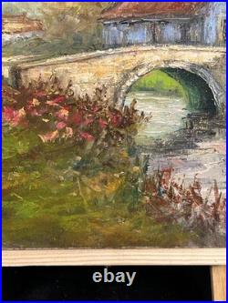 Ecole expressionniste XXè Huile sur toile R Tangui Paysage rivière 1930