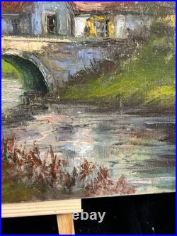 Ecole expressionniste XXè Huile sur toile R Tangui Paysage rivière 1930