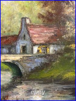 Ecole expressionniste XXè Huile sur toile R Tangui Paysage rivière 1930