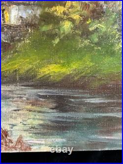 Ecole expressionniste XXè Huile sur toile R Tangui Paysage rivière 1930