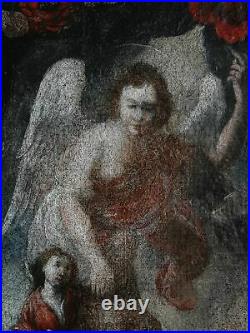 Ecole italienne du XVII / XVIIIè Peinture Religieuse Huile sur toile TBE