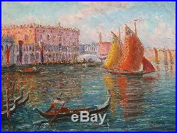 Edouard Dambourgez Tableau Venise Paysage Bacino DI San Marco Vue Canal Peintre
