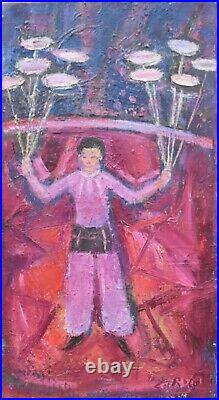 Edouard Righetti (1924-2001) huile sur toile cirque de Pékin