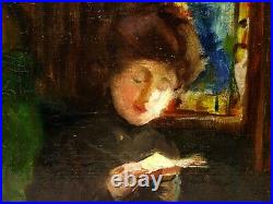 Edouard Vuillard proche de. Belle HST vers 1900 Femme Lisant Nettoyé