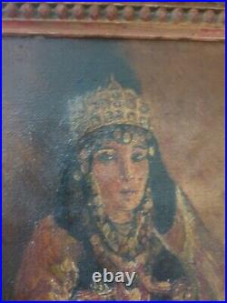 Emile Baes Huile sur toile Portrait d'une orientale tableau peinture art cote